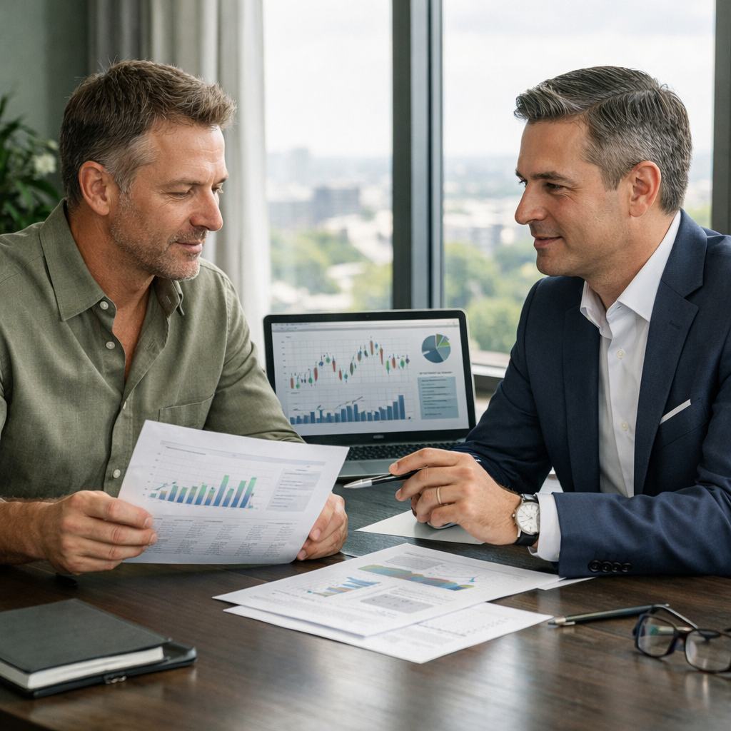 Business owners in discussion with Exigo accounting advisor